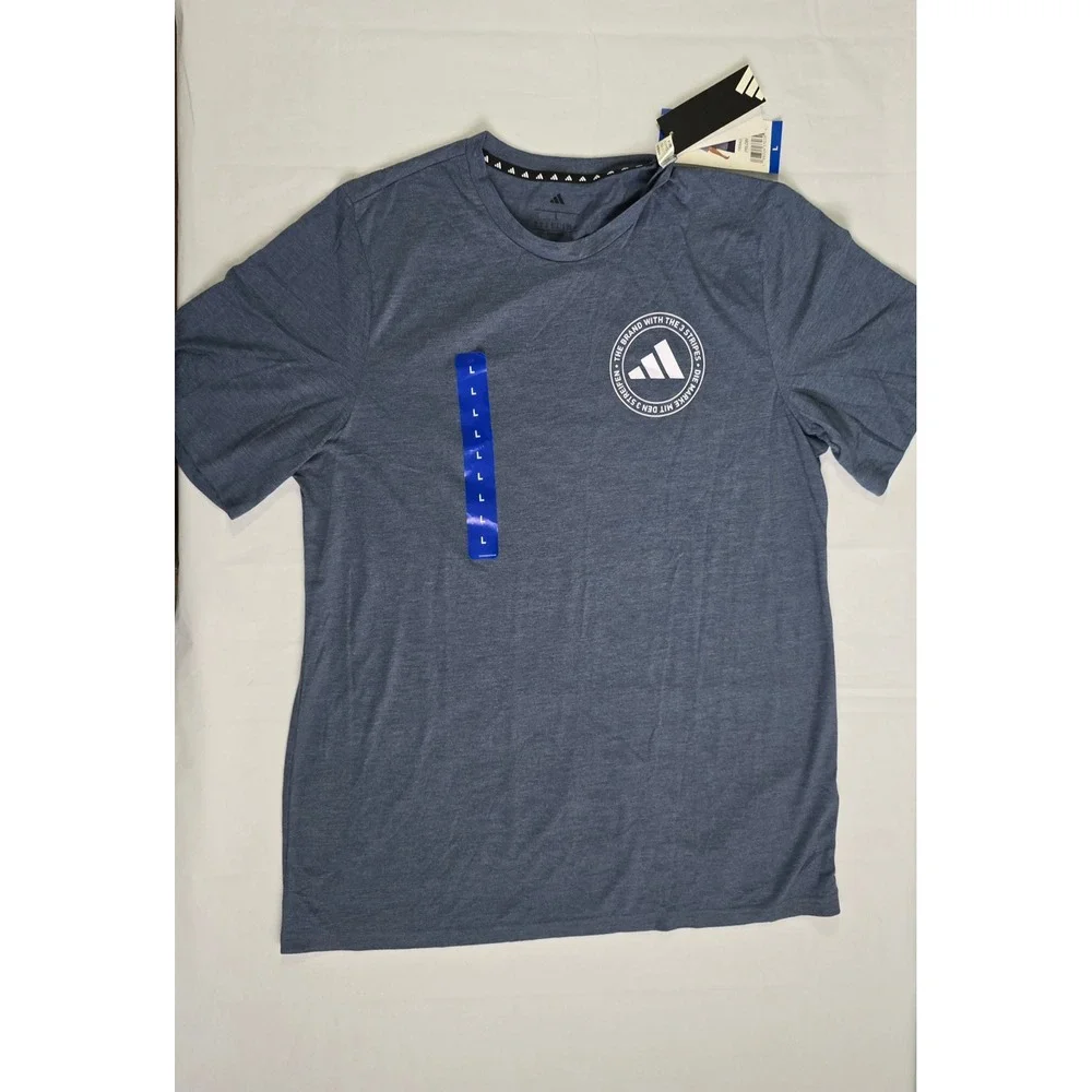 Adidas Mens CSCO Emblem Graphic Tee Blue Heather T-Shirt KU9183 Large